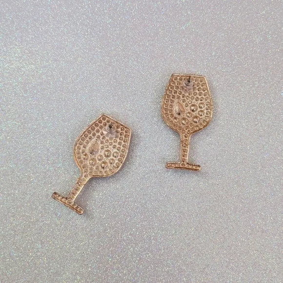 Rhinestone crystal bling wine stud earrings - Picture 2 of 8